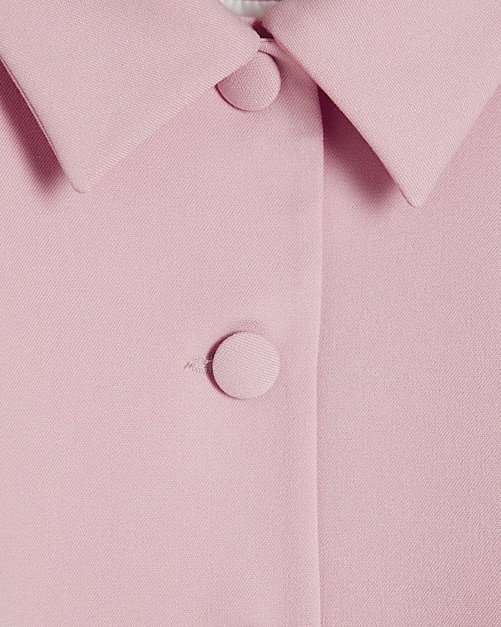 Pink High Neck Collared Waistcoat