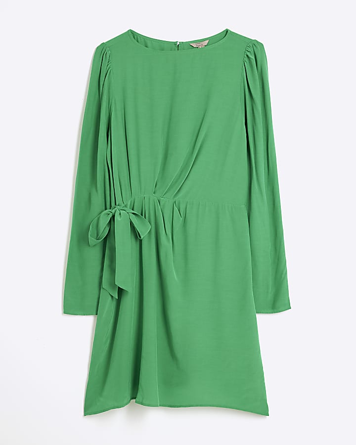 Green Long Sleeve Flippy Dress