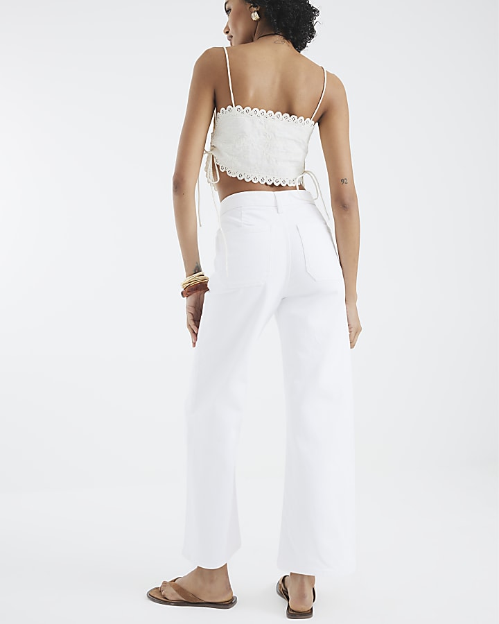 White Wide Leg Cropped Jeans