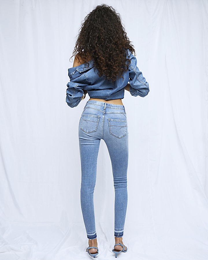 Blue Mid Rise Sculpt Skinny Jeans