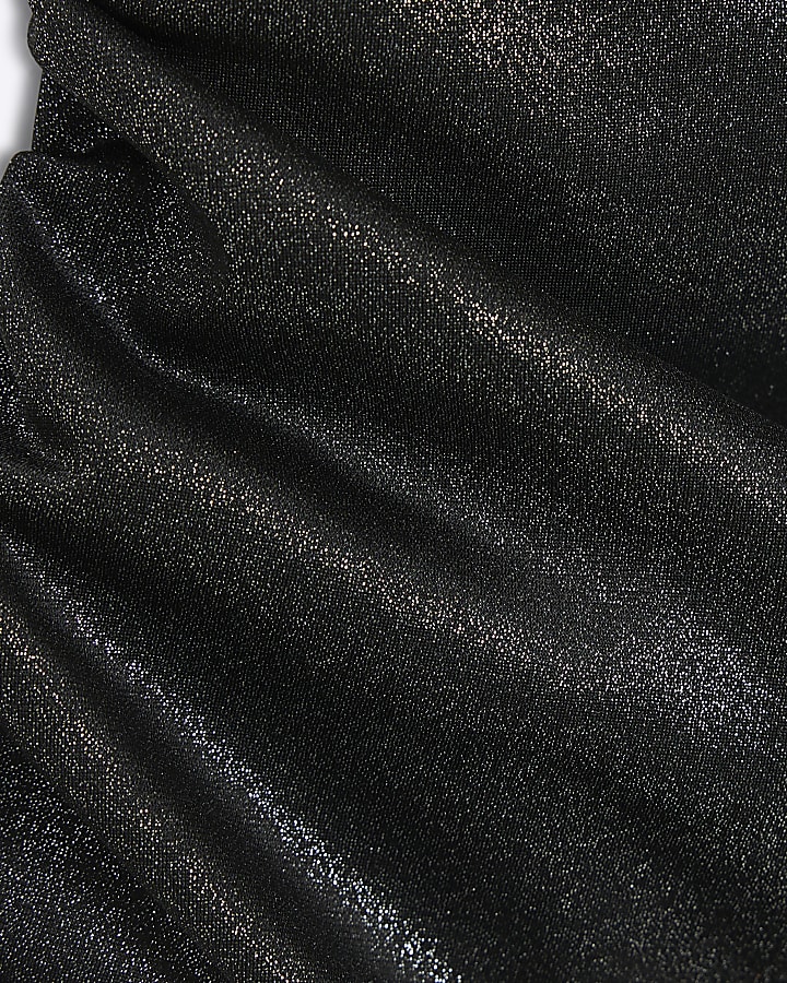Black Wet Look One Shoulder Swimsuit