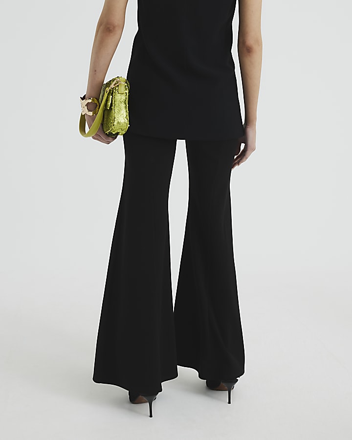 Black Wide Flare Trousers