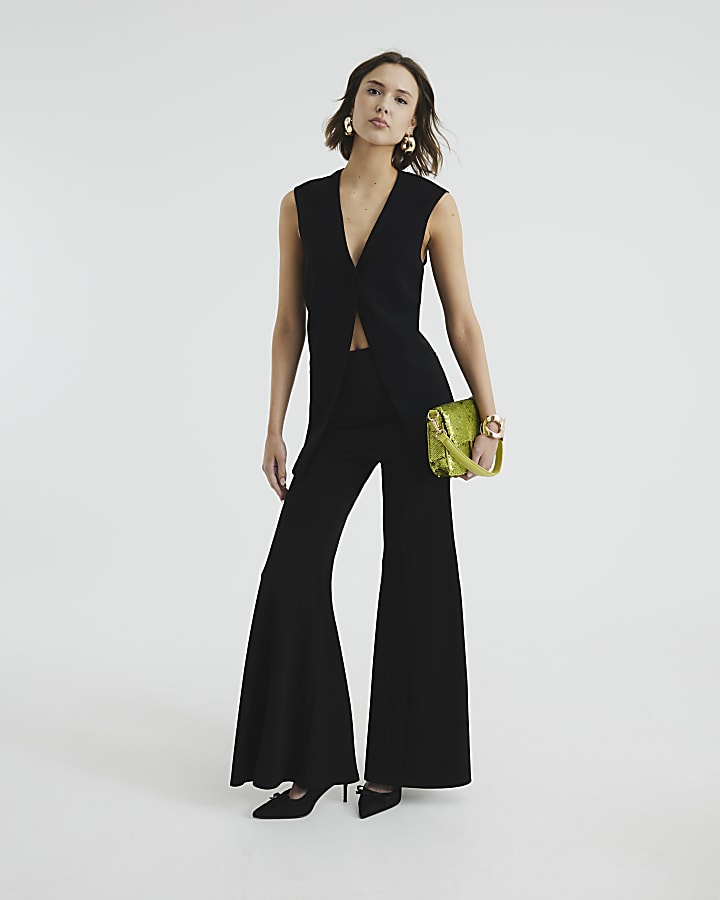 Black Wide Flare Trousers