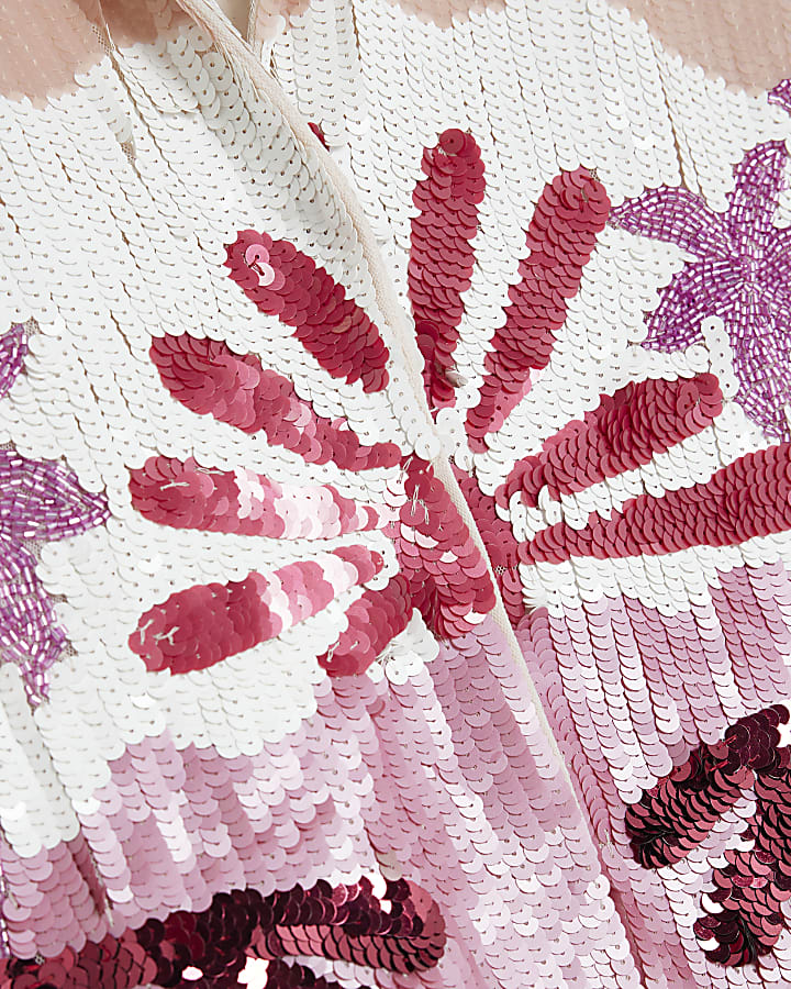 Pink Premium Palm Tree Embellished Shirt