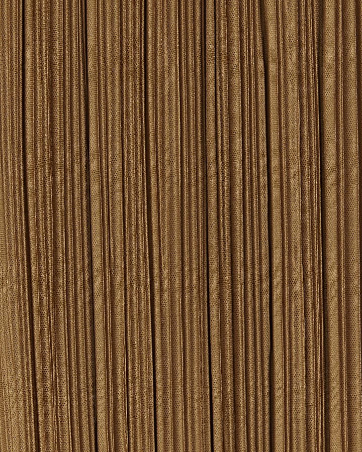 Brown Plisse Wide Leg Trousers