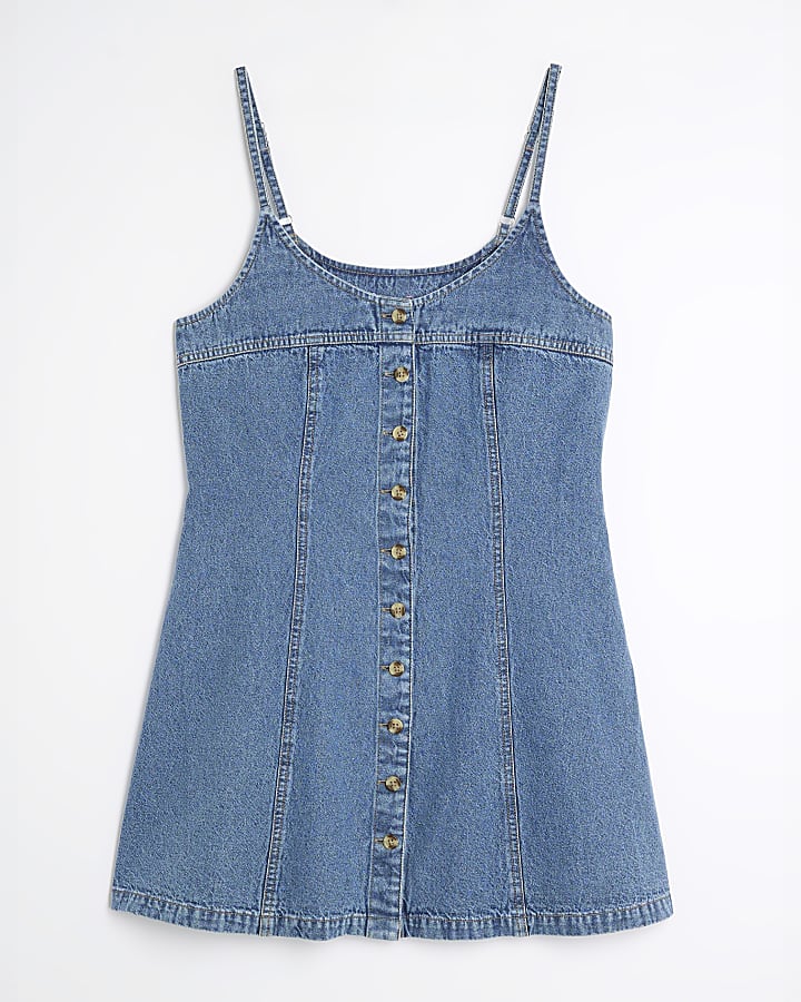 Blue Denim Button Cami Dress