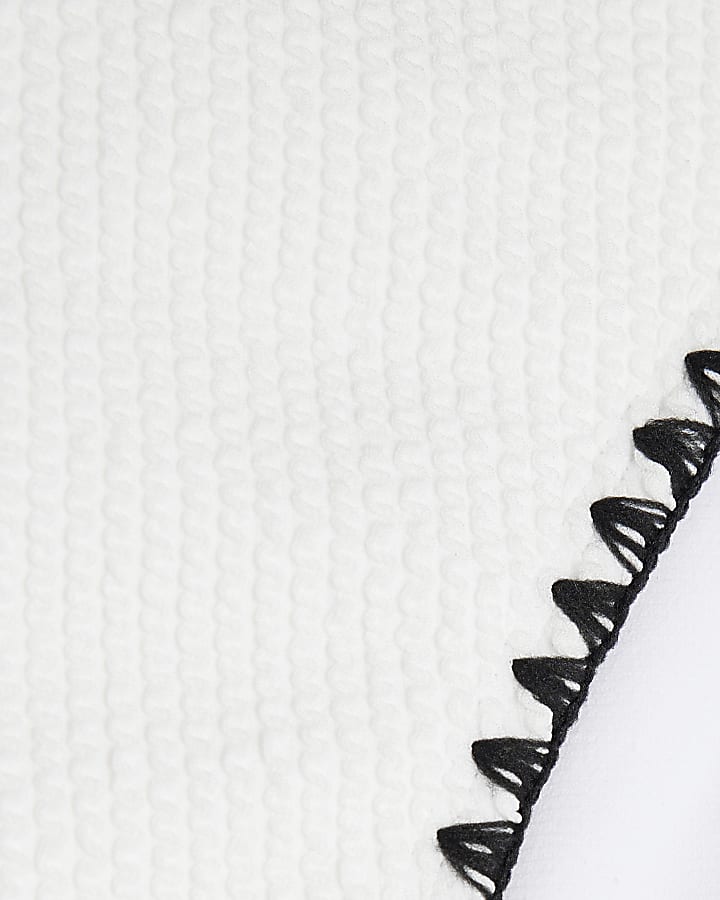 White Textured Low Rise Bikini Bottoms