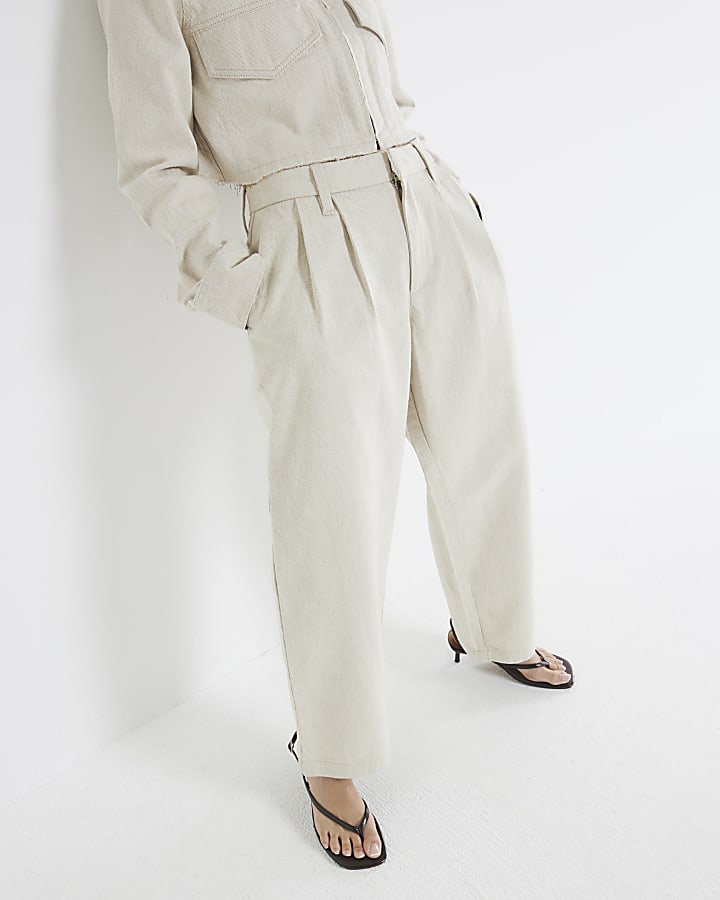 Petite Beige Tailored Tapered Jeans