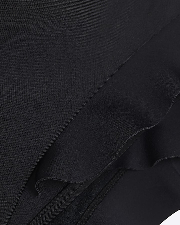 Black Frilled Scuba High Waist Bikini Bottoms