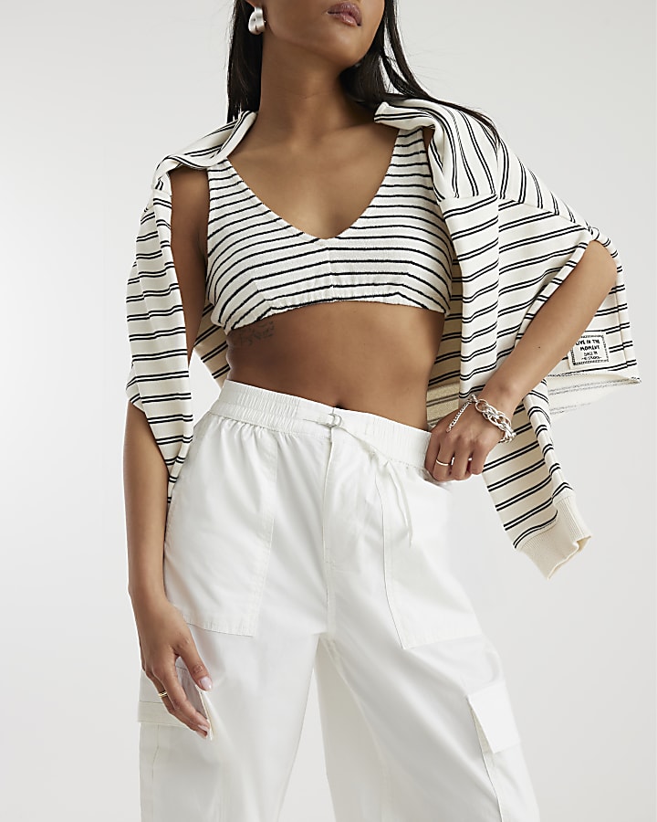 Petite White Cargo Trousers