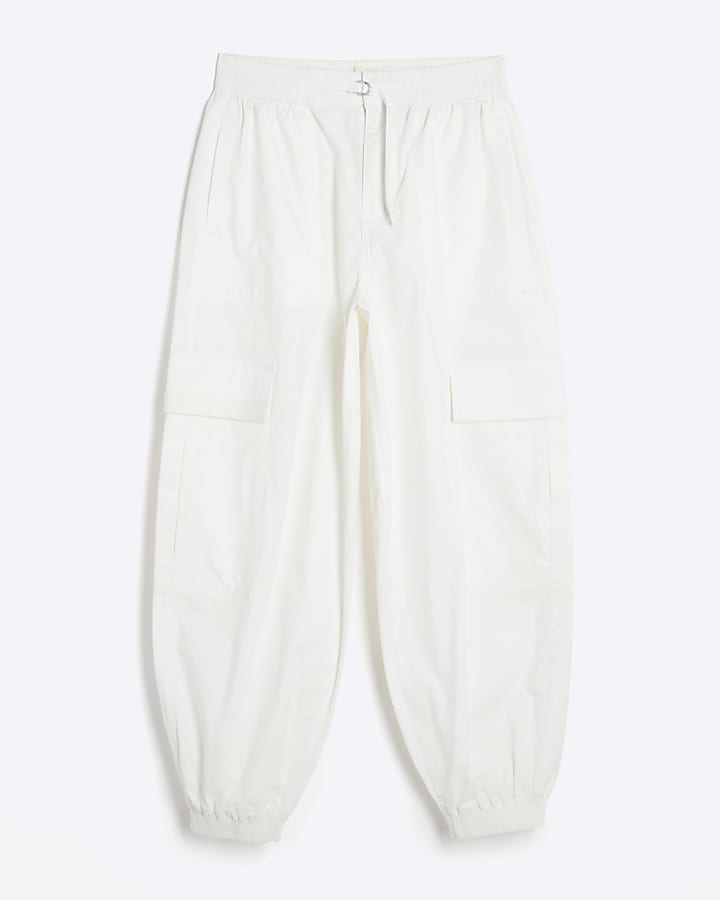 Petite White Cargo Trousers