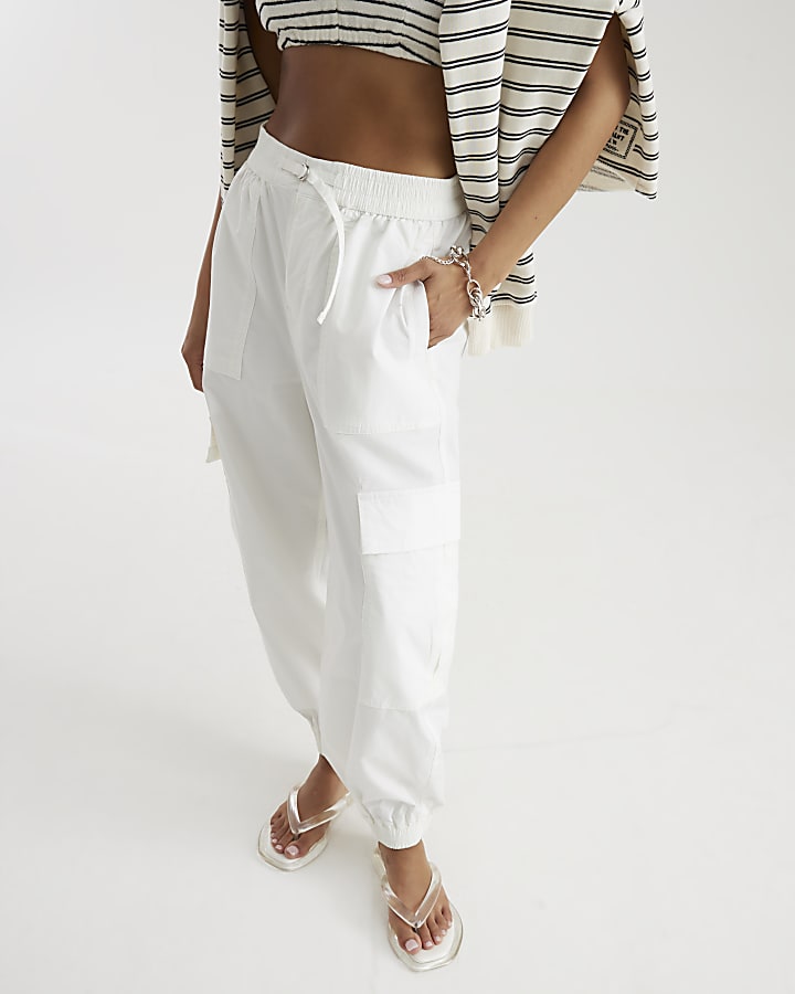Petite White Cargo Trousers
