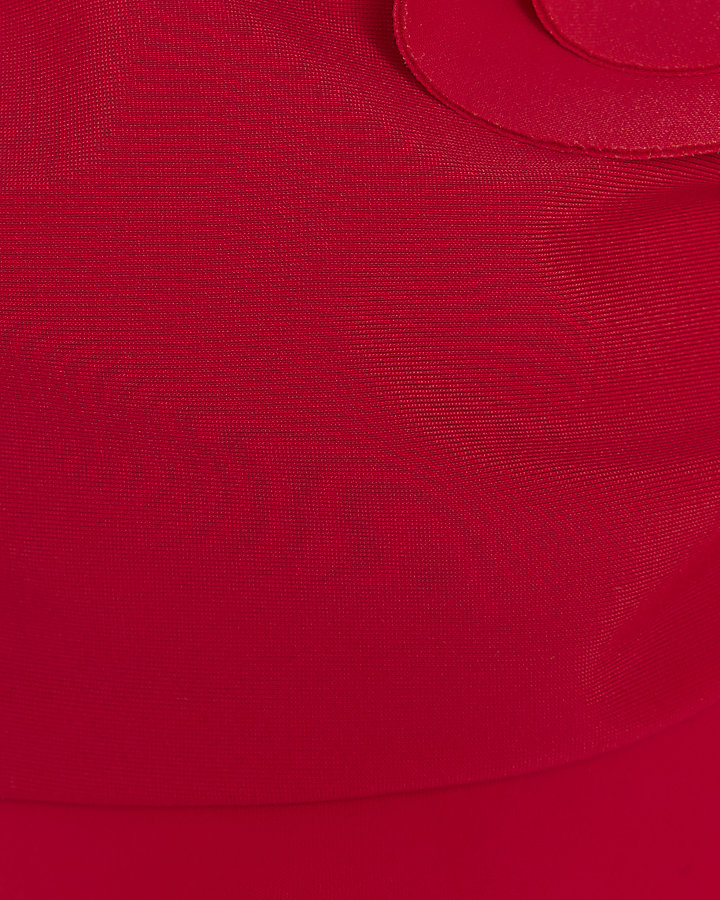 Red Frilled Scuba Bikini Top
