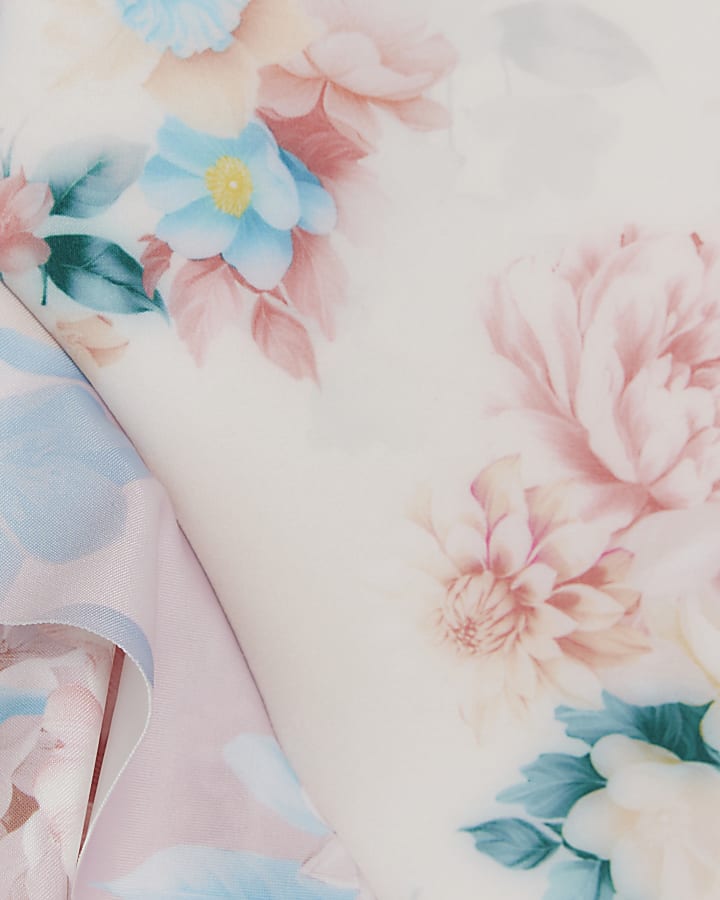 Cream Floral Frill Bandeau Swimsuit