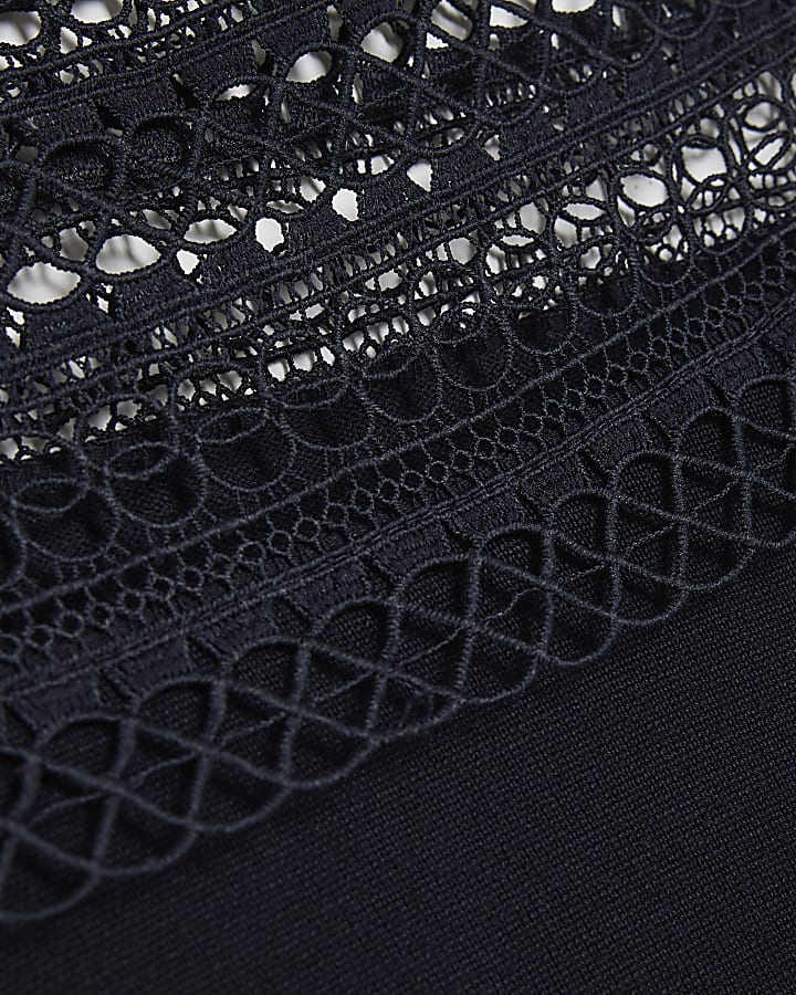 Navy Long Sleeve Lace Hybrid Jumper