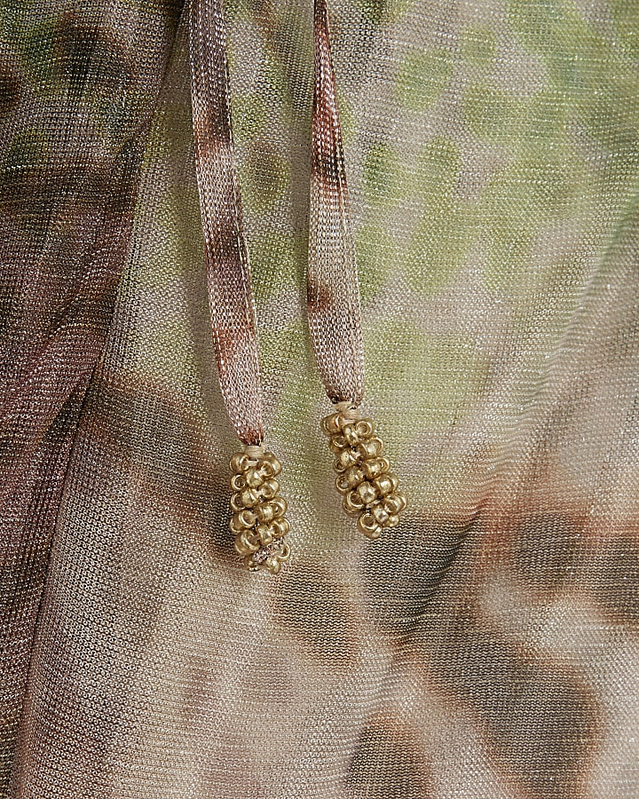 Khaki Animal Print Wide Leg Beach Trousers