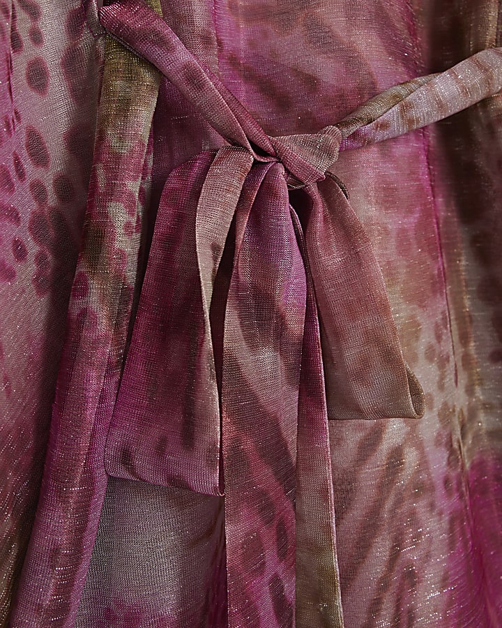 Pink Animal Print Tunic Beach Dress