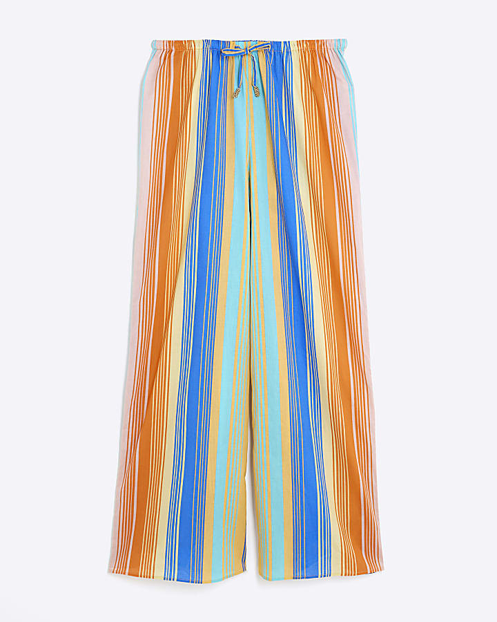 Multi Colour Stripe Wide Leg Trousers