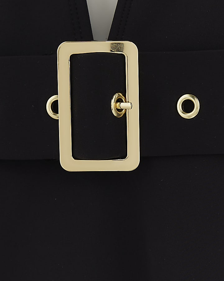 Black Plunge Buckle Scuba Swimsuit