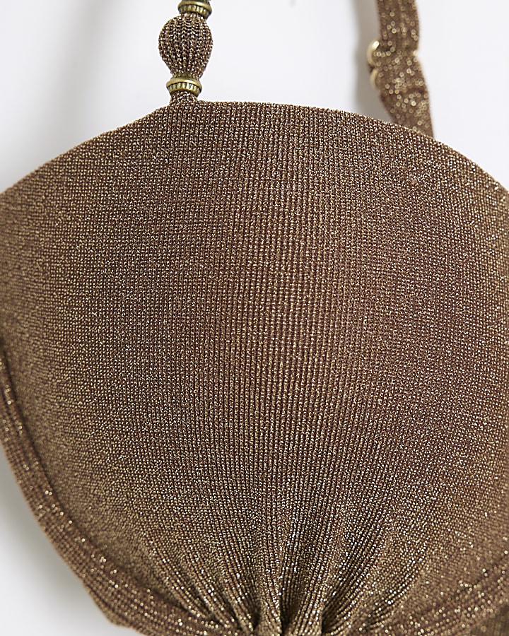 Gold Metallic Glitter Bikini Top