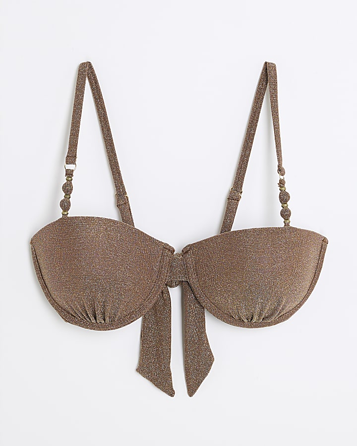 Gold Metallic Glitter Bikini Top