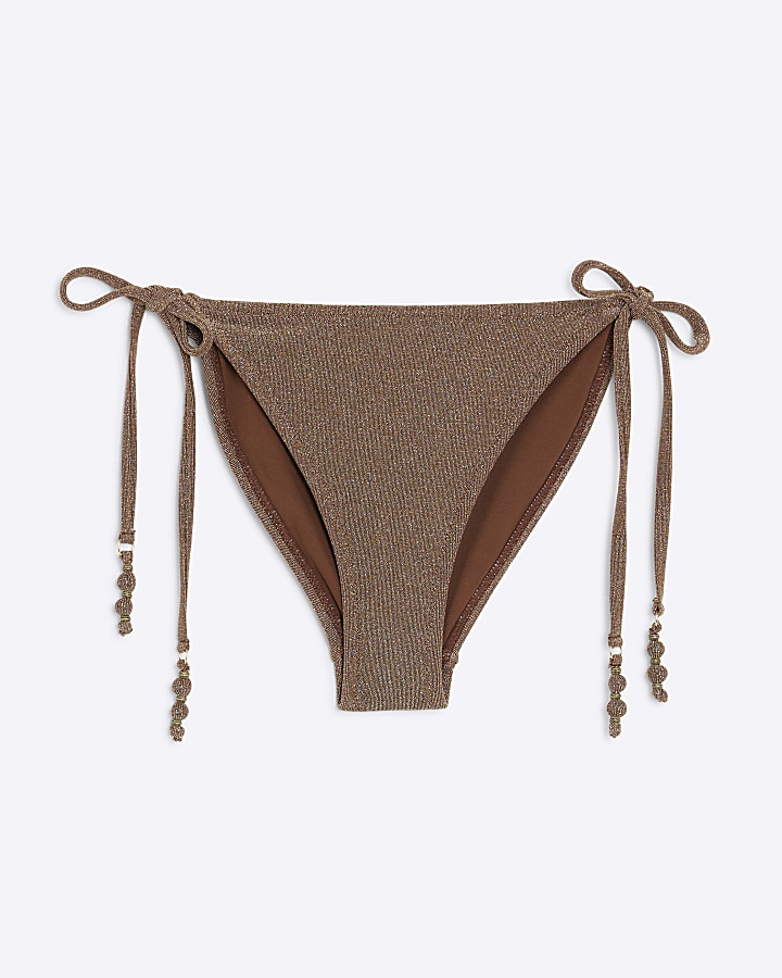 Gold Metallic Glitter Bikini Bottoms