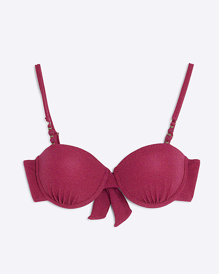 Pink Metallic Glitter Bikini Top