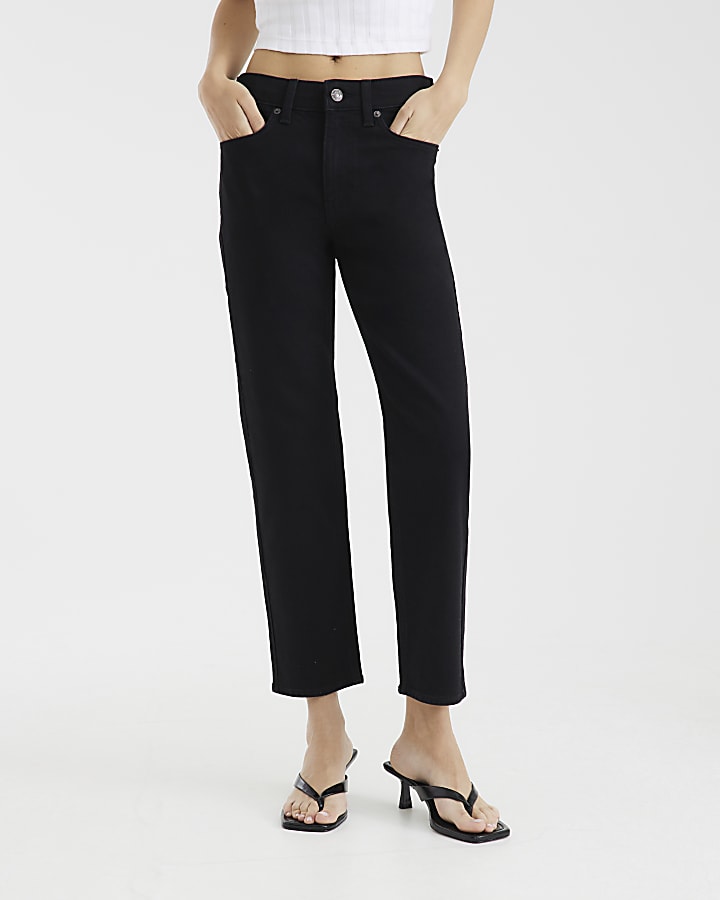 Black High Rise Slim Cropped Jeans