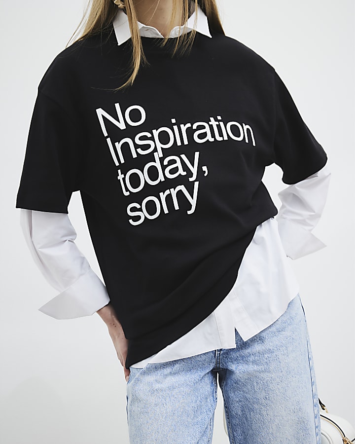 Black No Inspiration Today T-Shirt