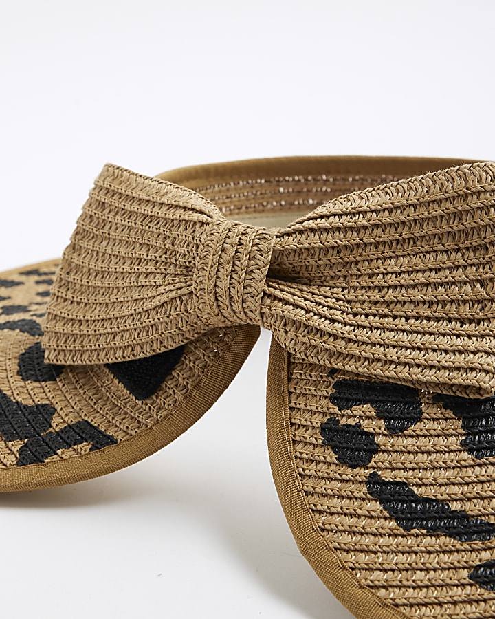Beige Leopard Oversized Visor Hat