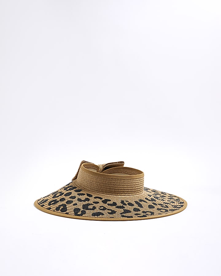 Beige Leopard Oversized Visor Hat