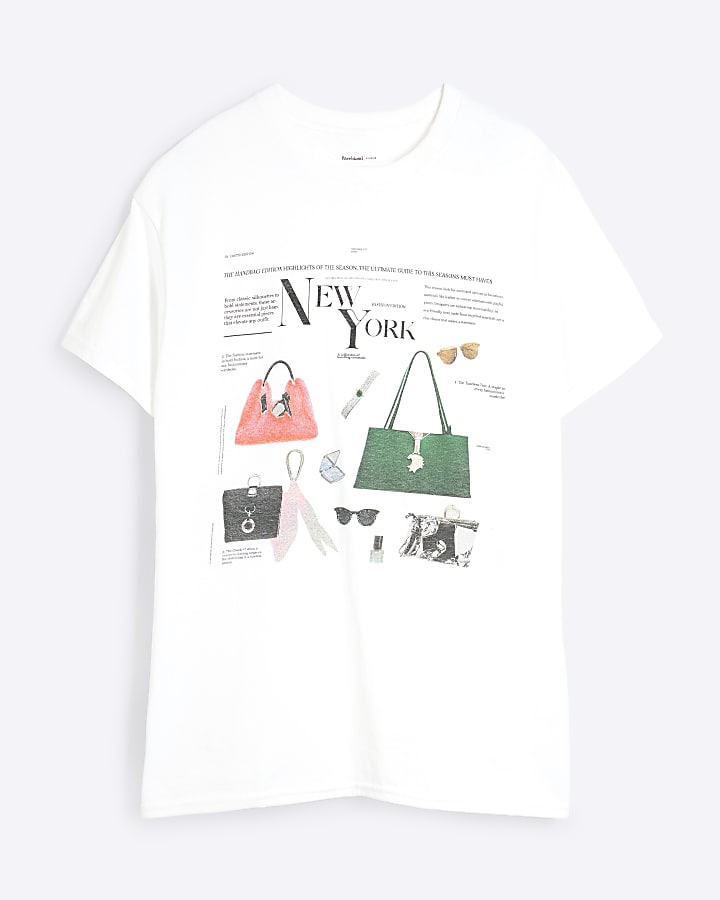 White Short Sleeve NY Handbags T-shirt