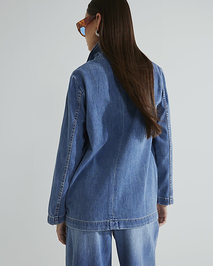 Blue Denim Long Sleeve Blazer
