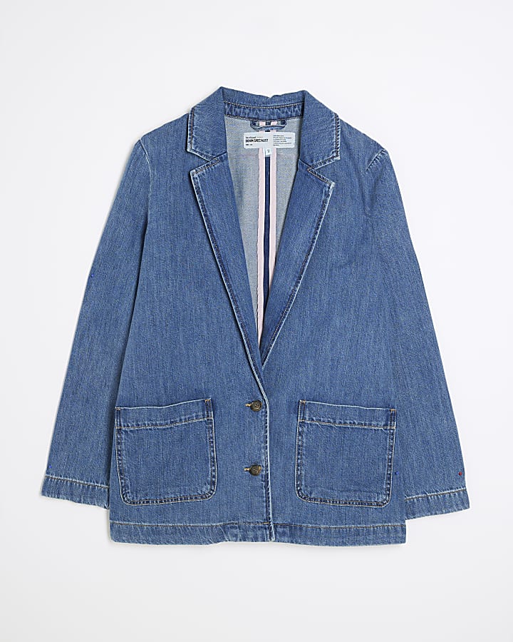 Blue Denim Long Sleeve Blazer