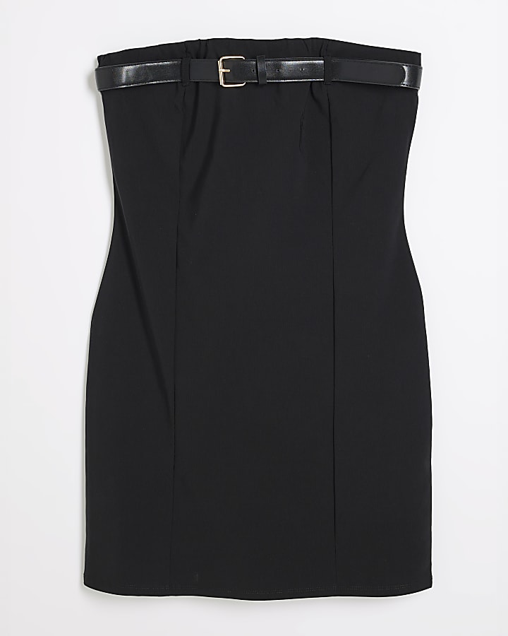 Black 90s Belt Bandeau Dress