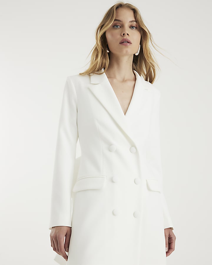 White Bow Back Blazer Mini Dress