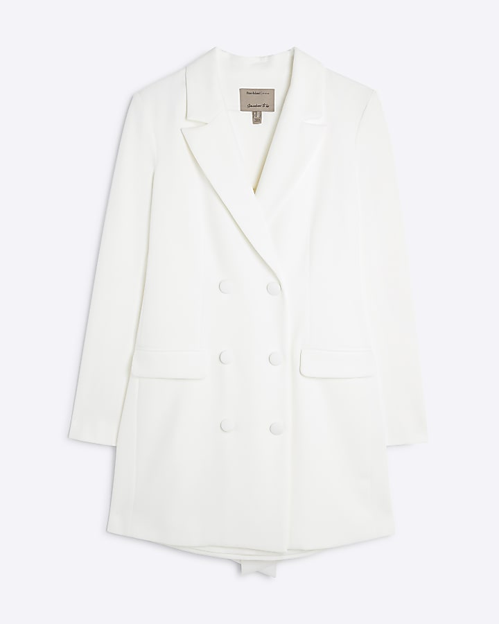 White Bow Back Blazer Mini Dress
