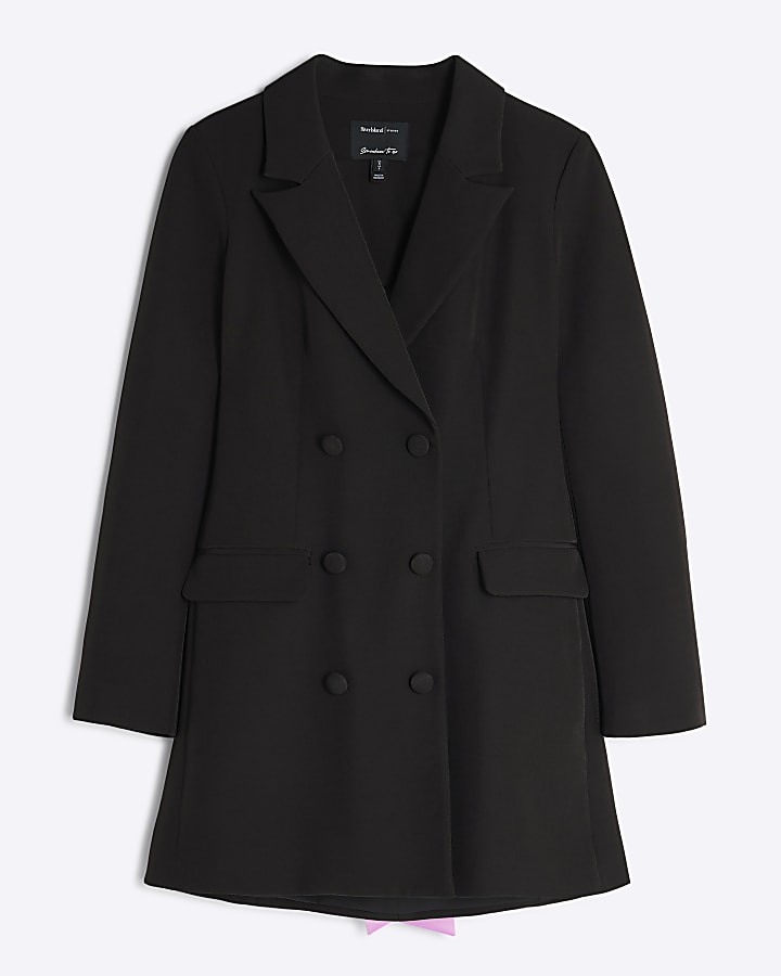 Black Bow Back Blazer Mini Dress