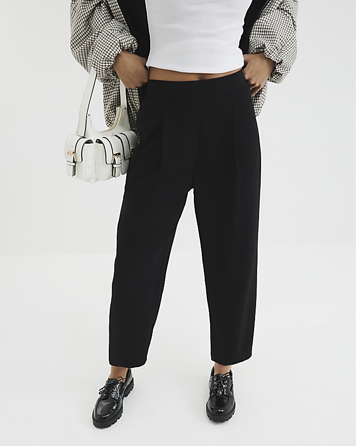 Black Barrel Leg Trousers