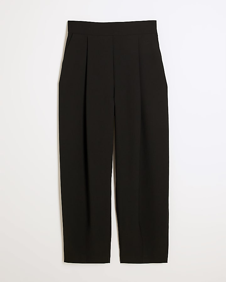 Black Barrel Leg Trousers