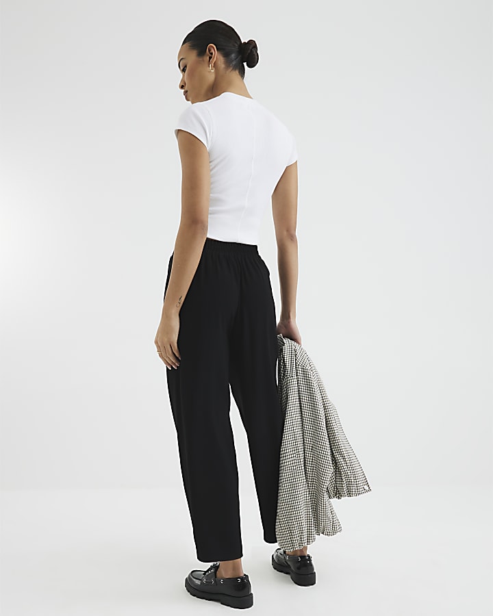 Black Barrel Leg Trousers