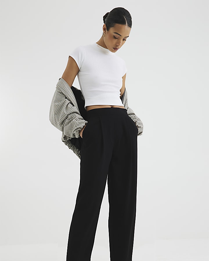 Black Barrel Leg Trousers