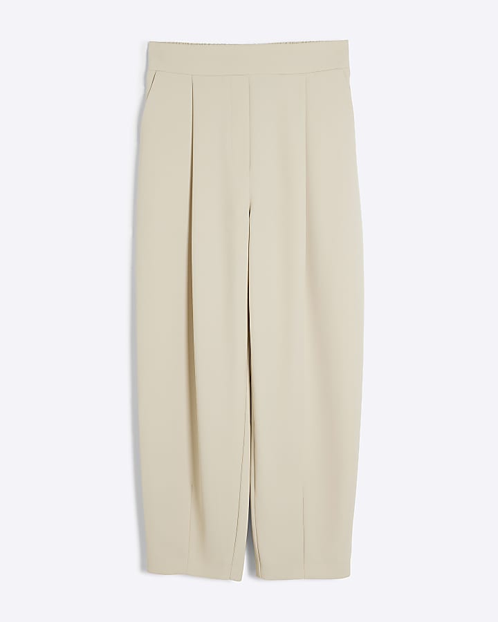 Cream Barrel Leg Trousers