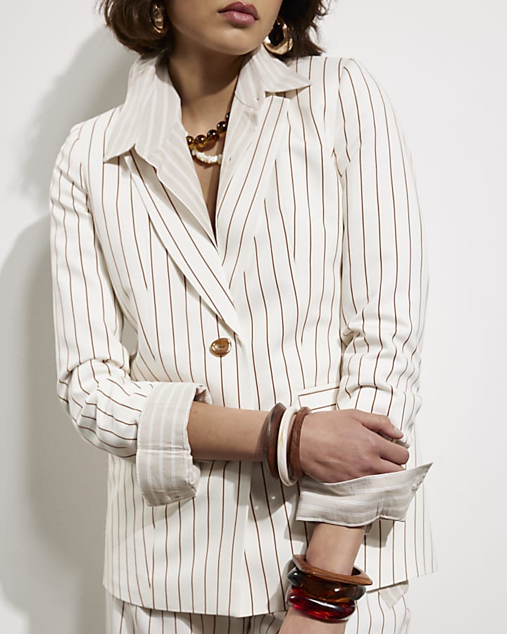 White Stripe Oversized Blazer