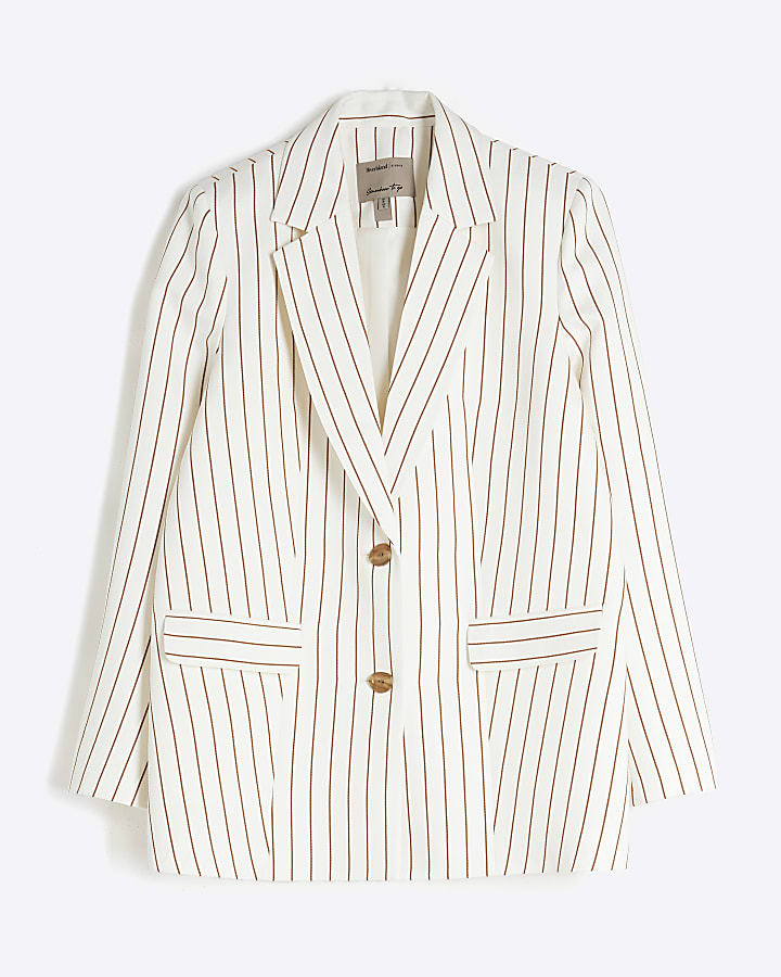 White Stripe Oversized Blazer