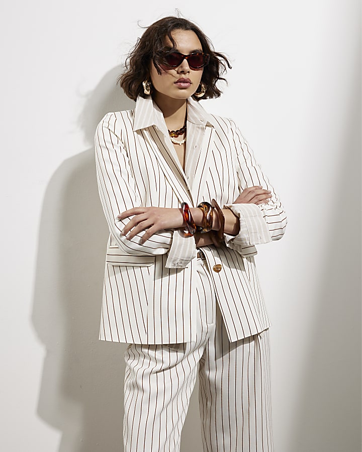 White Stripe Oversized Blazer