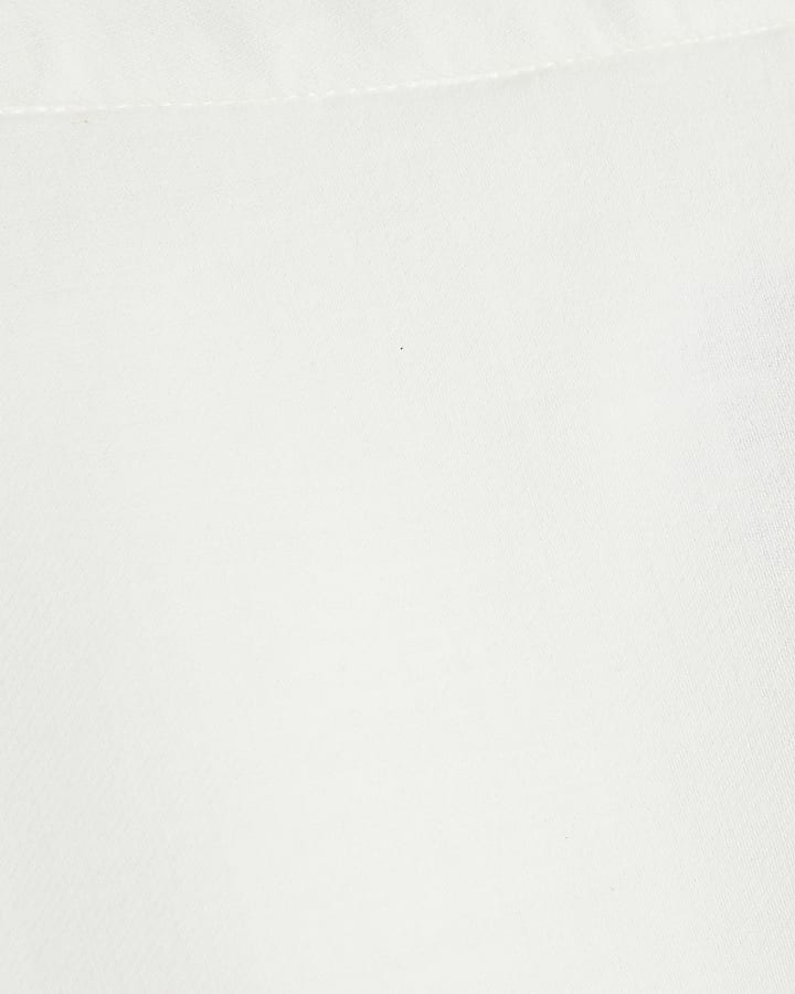 White Linen Blend Frill Tailored Shorts