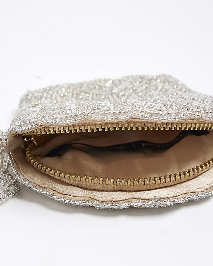 Cream Premium Shell Beaded Pouch Bag