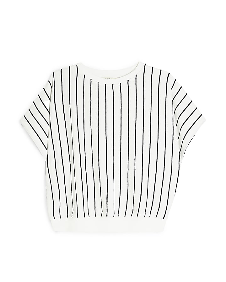 White Short Sleeve Striped T-shirt