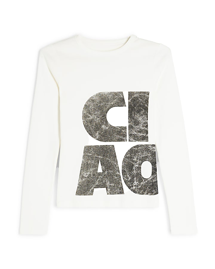 White Long Sleeve Ciao T-shirt